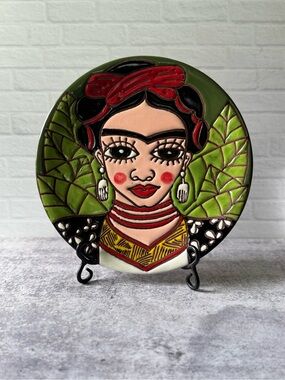 NOVICA Frida Kahlo Ceramic Decorative Plate Made in Mexico
